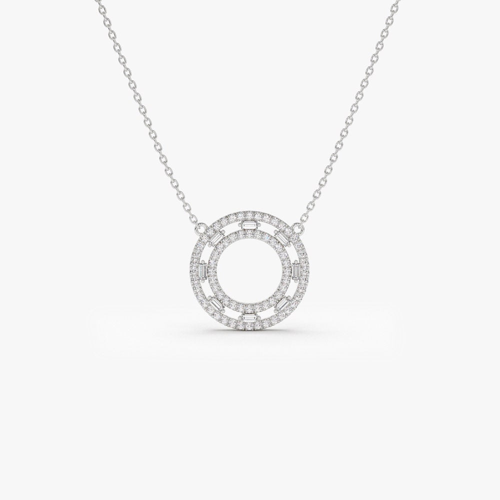 0.44 TCW Round & Baguette Cut Circle Diamond Moissanite Necklace