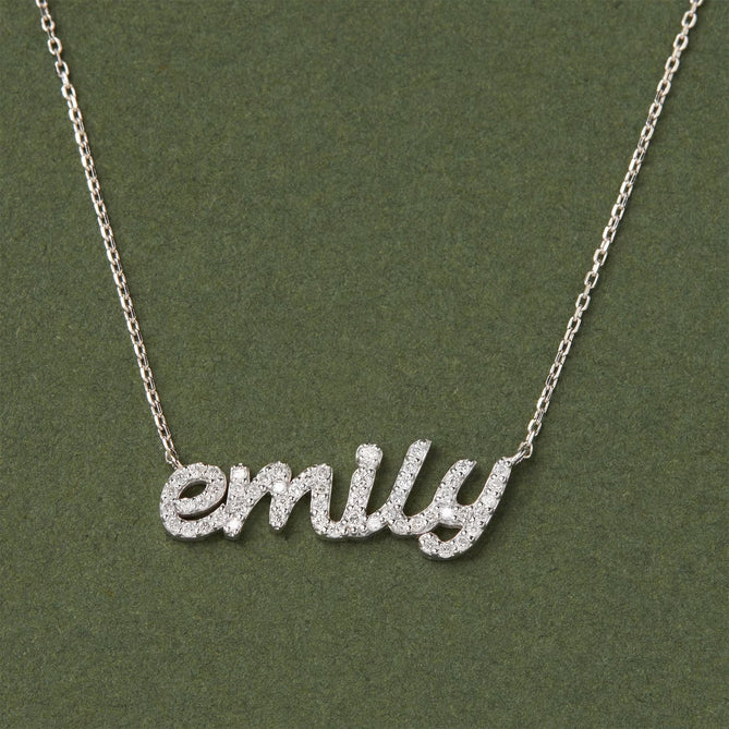 Customized Nameplate Moissanite Diamond Necklace for Women - crownmoissanite