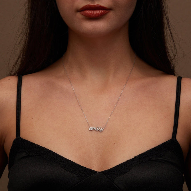 Customized Nameplate Moissanite Diamond Necklace for Women - crownmoissanite
