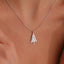 Solid Gold Plain Minimalist Xmas Tree Charm Pendant Necklace