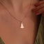 Solid Gold Plain Minimalist Xmas Tree Charm Pendant Necklace