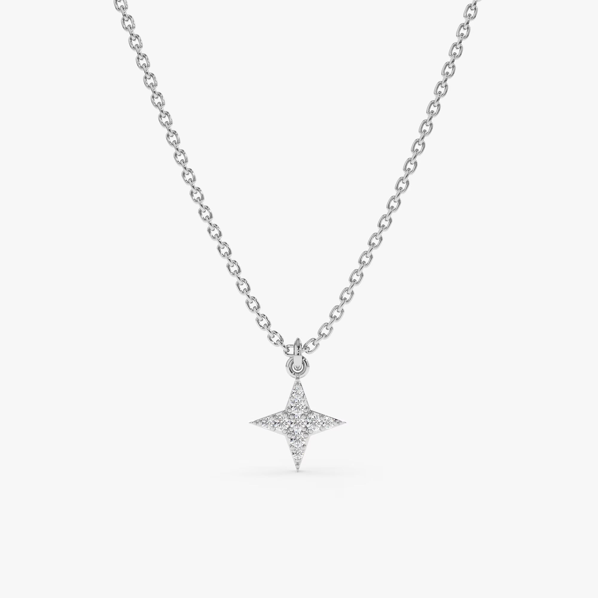 0.07 TCW Round Cut North Star Moissanite Diamond Necklace