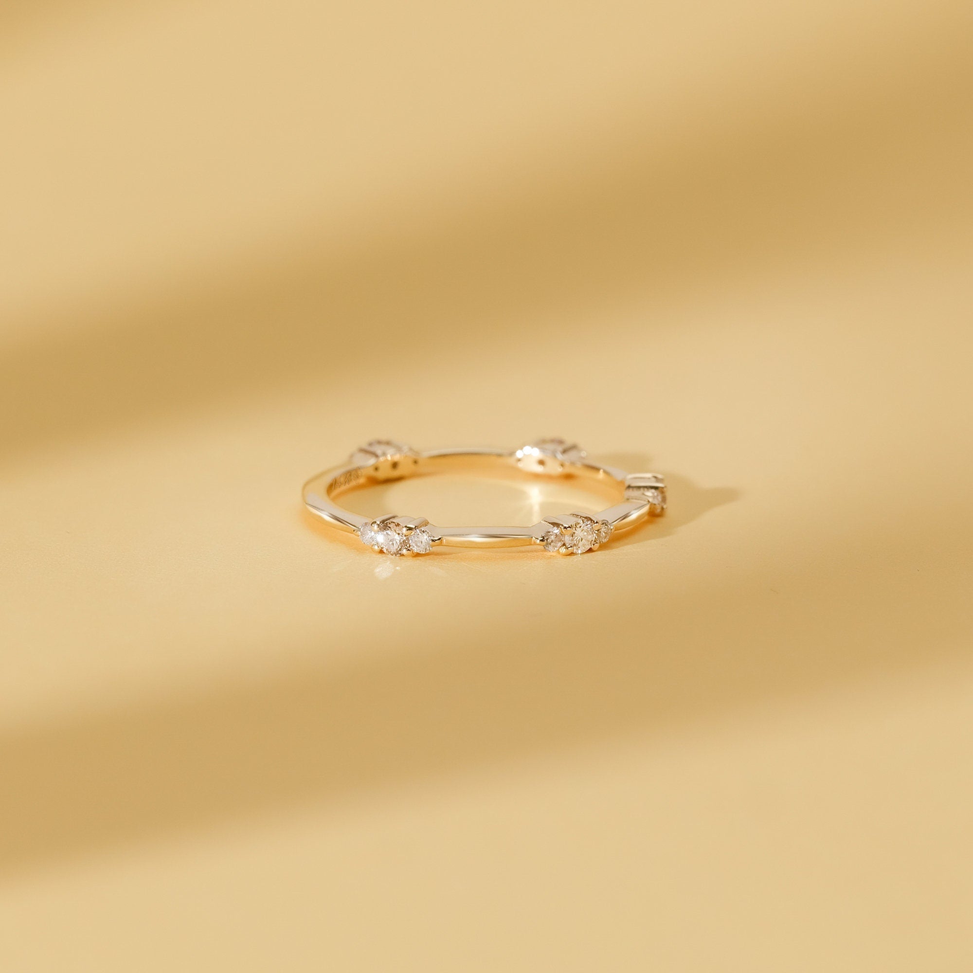 0.25 TCW Round Cut Dainty Moissanite Wedding Band