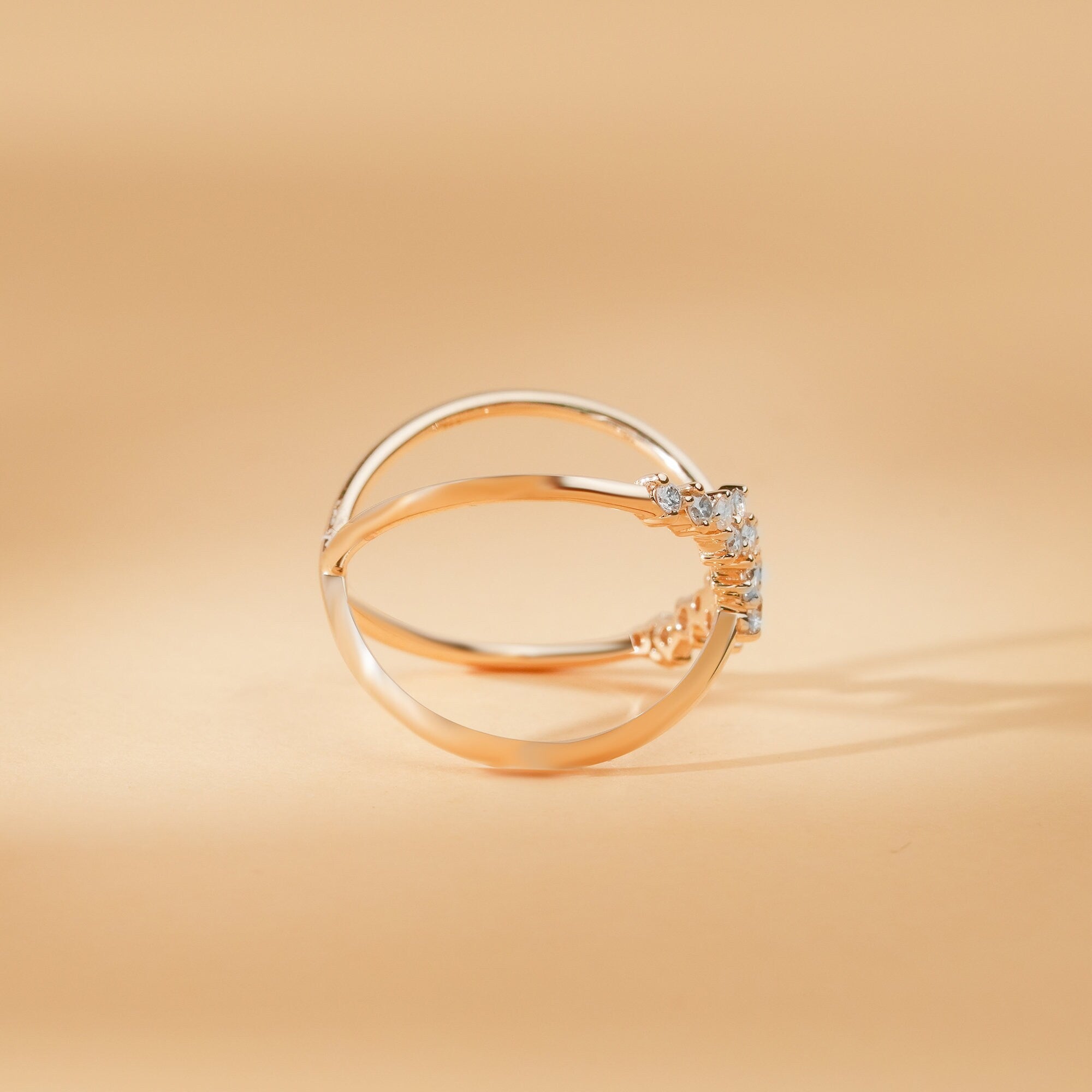 0.39 TCW Round Cut Cross Statement Moissanite Wedding Band