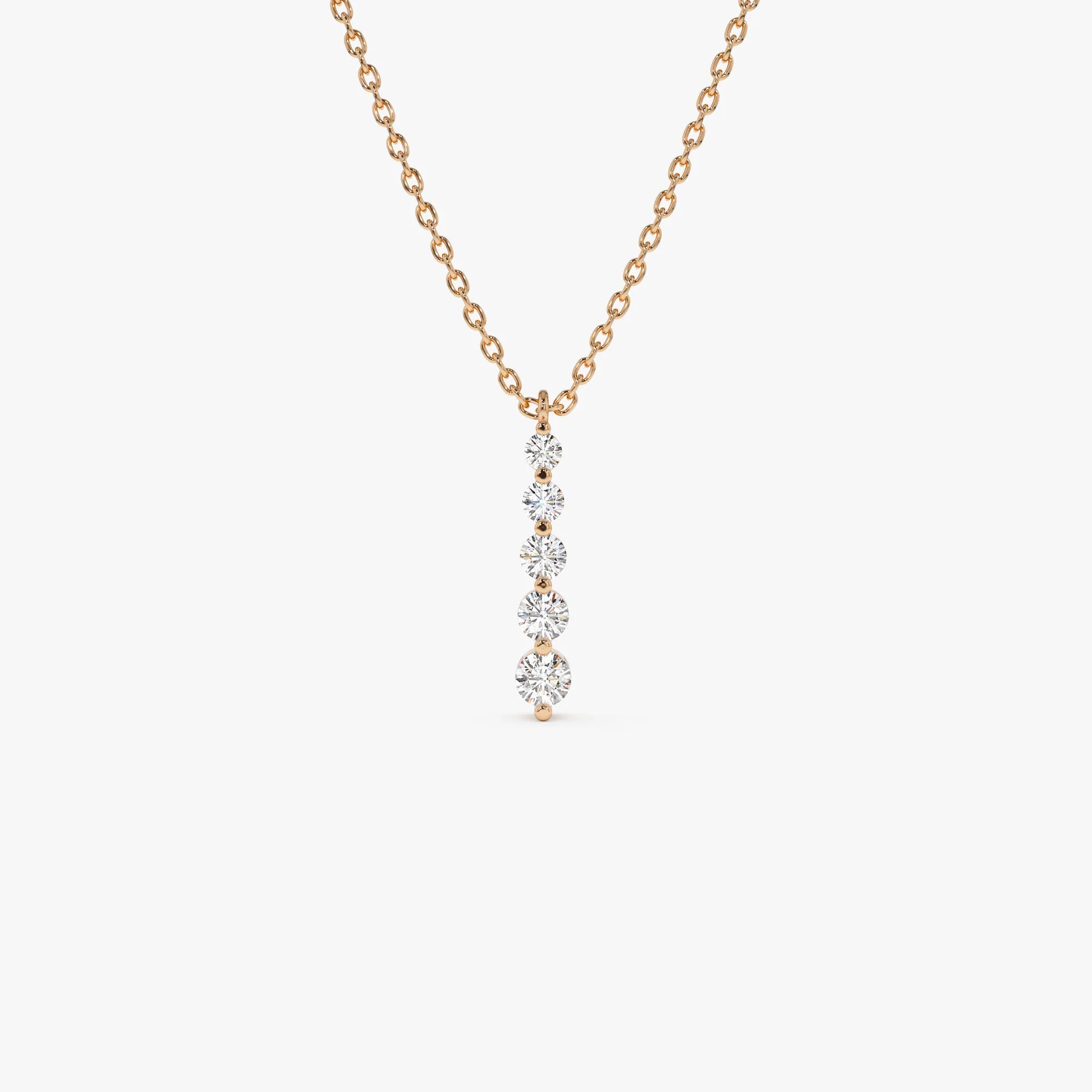 0.22 TCW Round Cut Layered Five Stone Moissanite Diamond Necklace