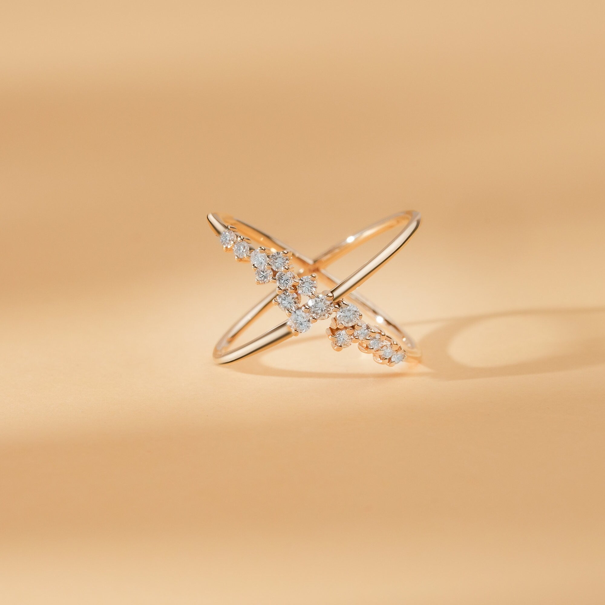 0.39 TCW Round Cut Cross Statement Moissanite Wedding Band