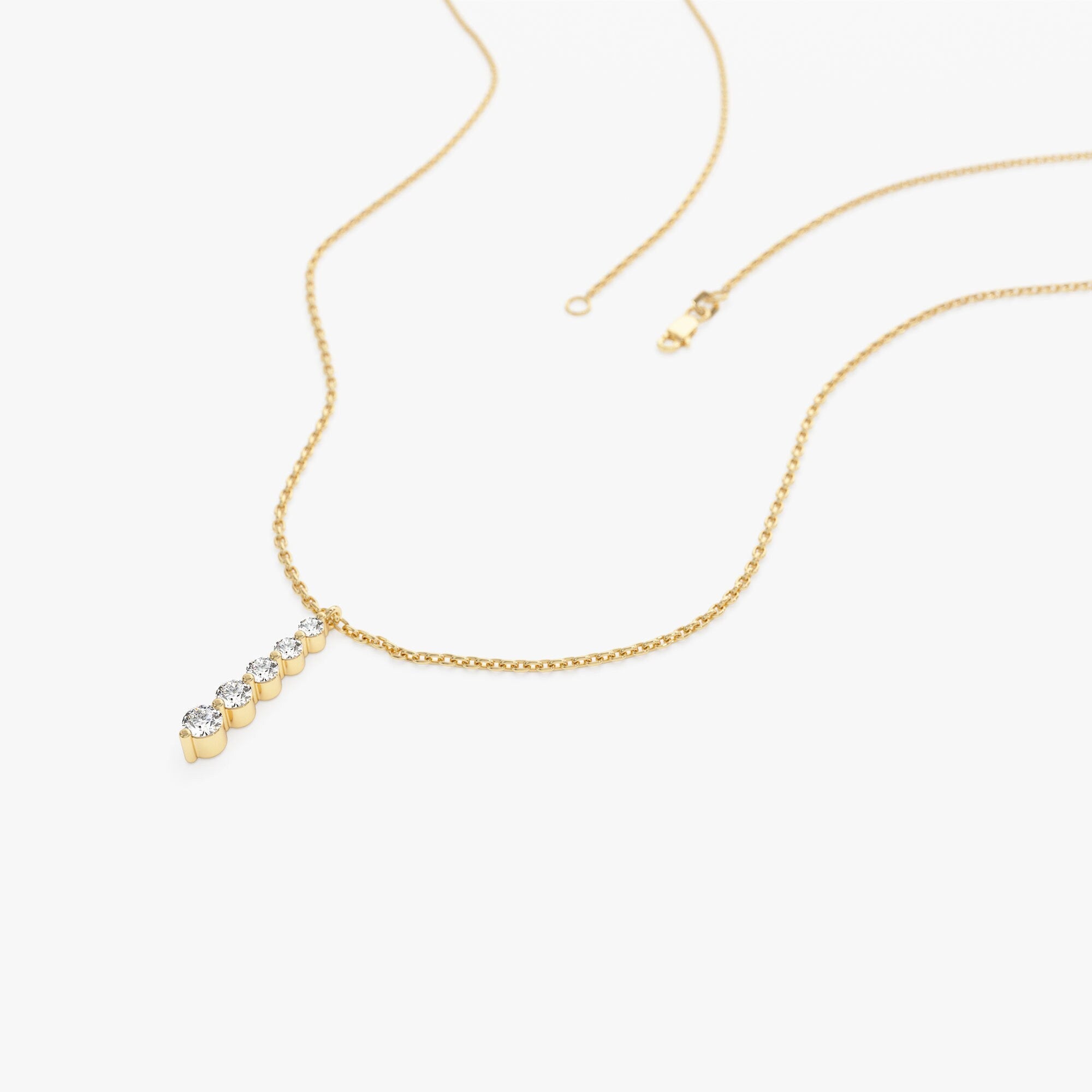 0.22 TCW Round Cut Layered Five Stone Moissanite Diamond Necklace