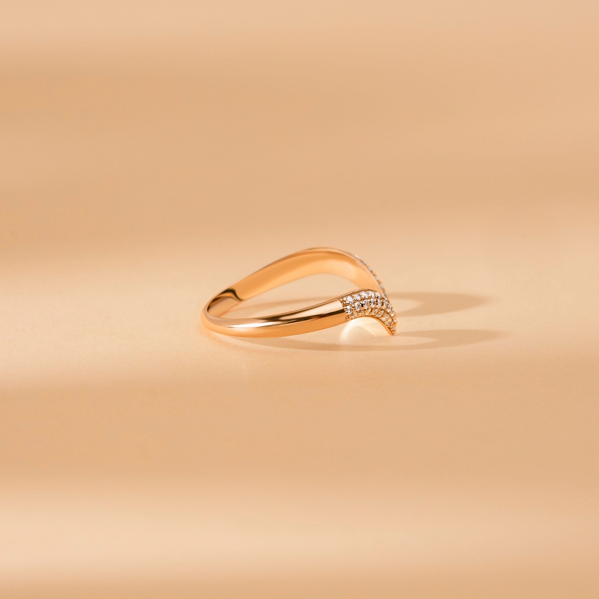 0.17 TCW Round Cut Micro Pave Cuff Diamond Moissanite Wedding Band