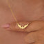 Solid Plain Gold Halloween Dainty Bat Pendant Necklace