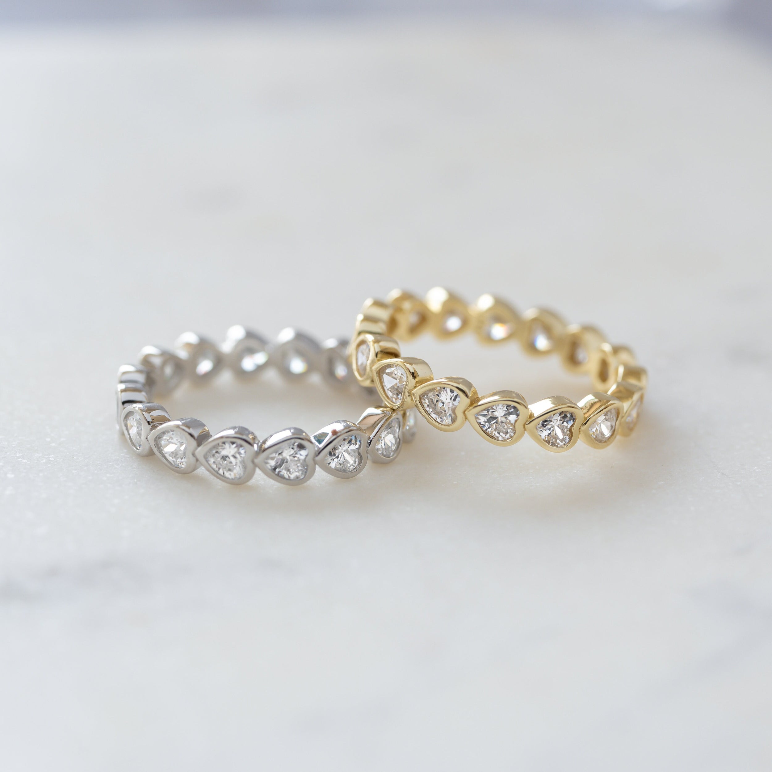 3.0 TCW Heart Cut Unique Eternity Moissanite Wedding Band