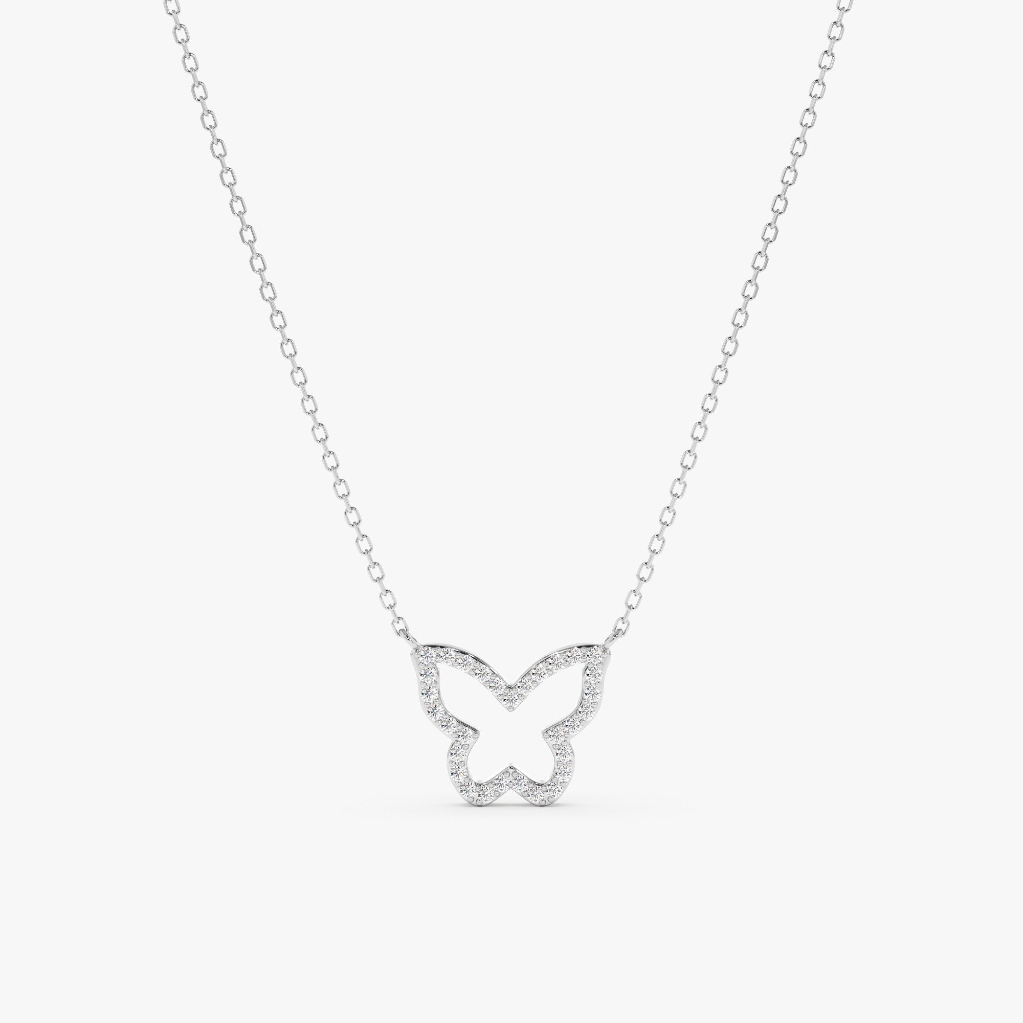 0.07 TCW Round Cut Butterfly Moissanite Diamond Necklace