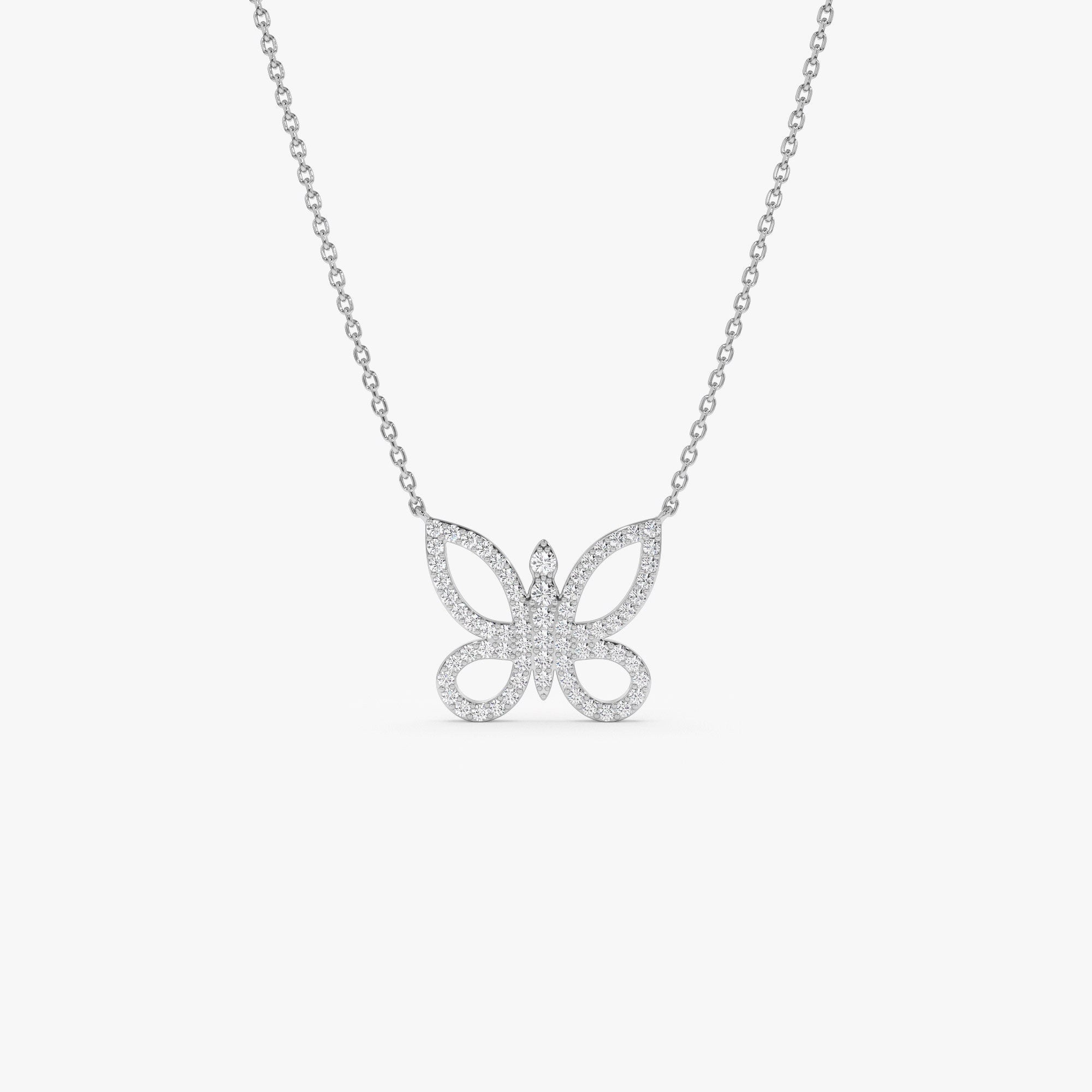 0.35 TCW Round Cut Butterfly Moissanite Diamond Necklace