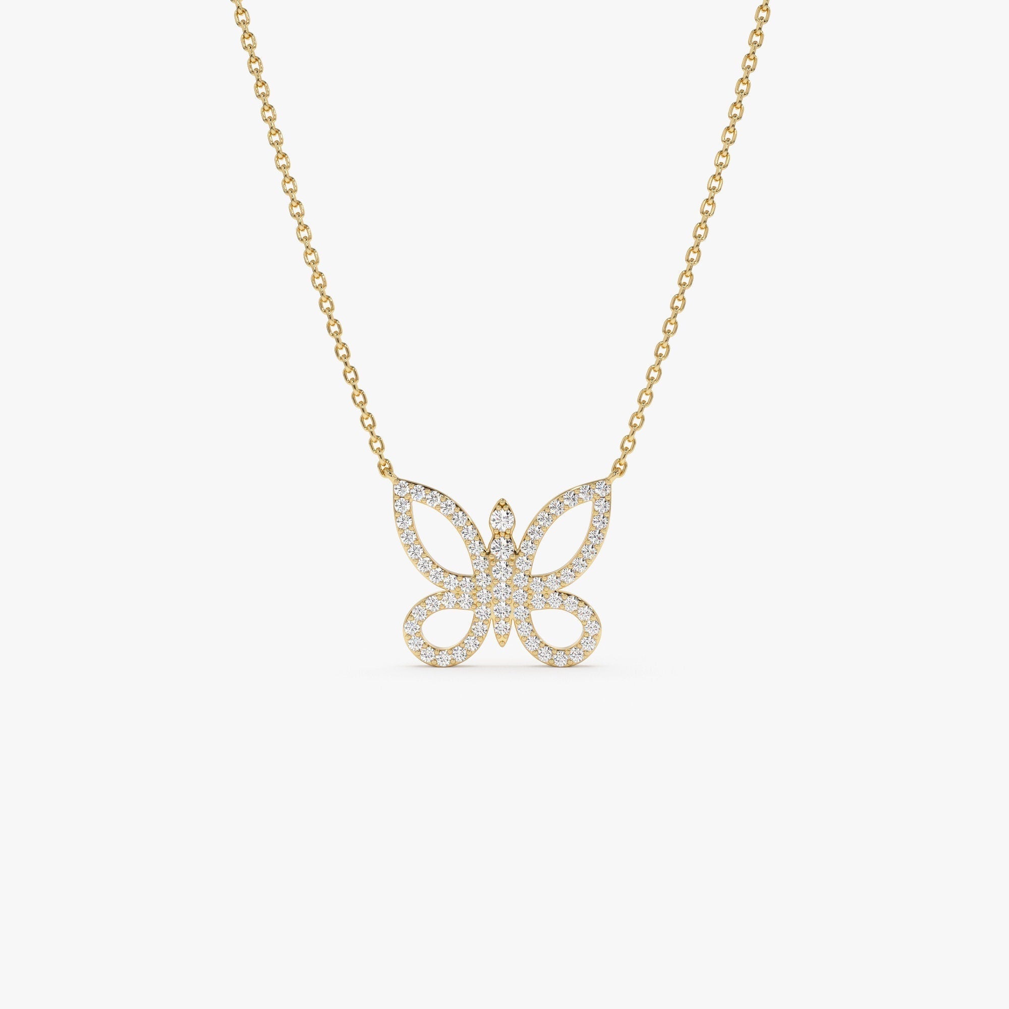 0.35 TCW Round Cut Butterfly Moissanite Diamond Necklace