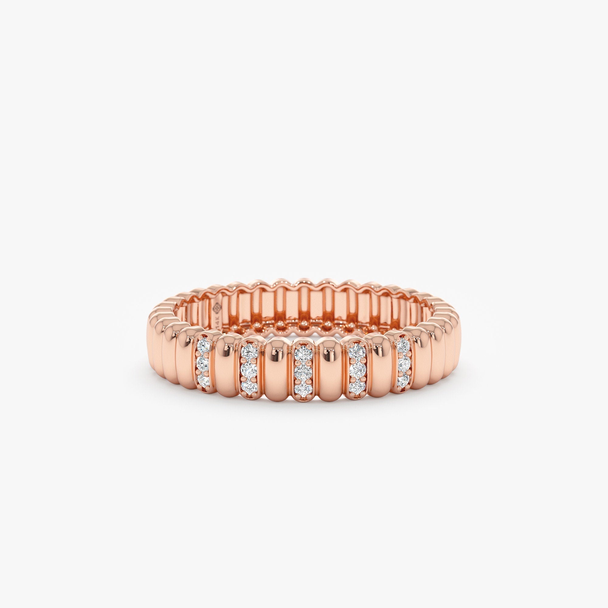 0.08 TCW Round Cut Half Eternity Unique Moissanite Wedding Band