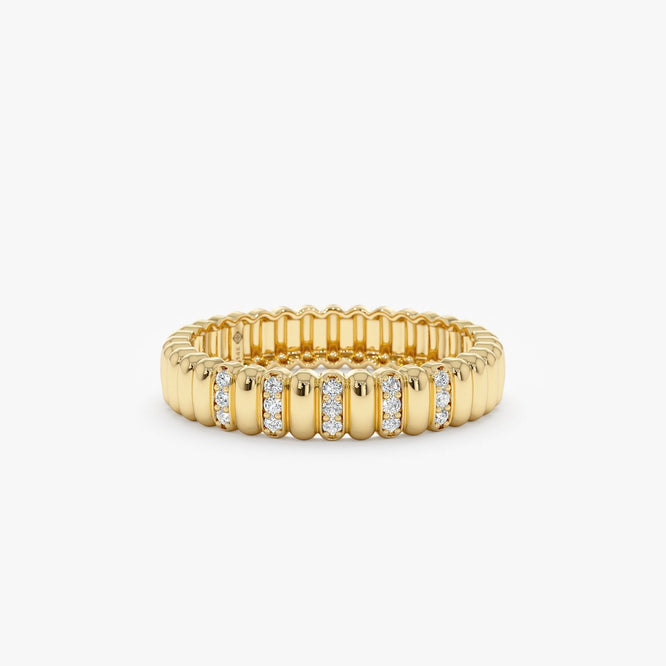 0.08 TCW Round Cut Half Eternity Unique Moissanite Wedding Band