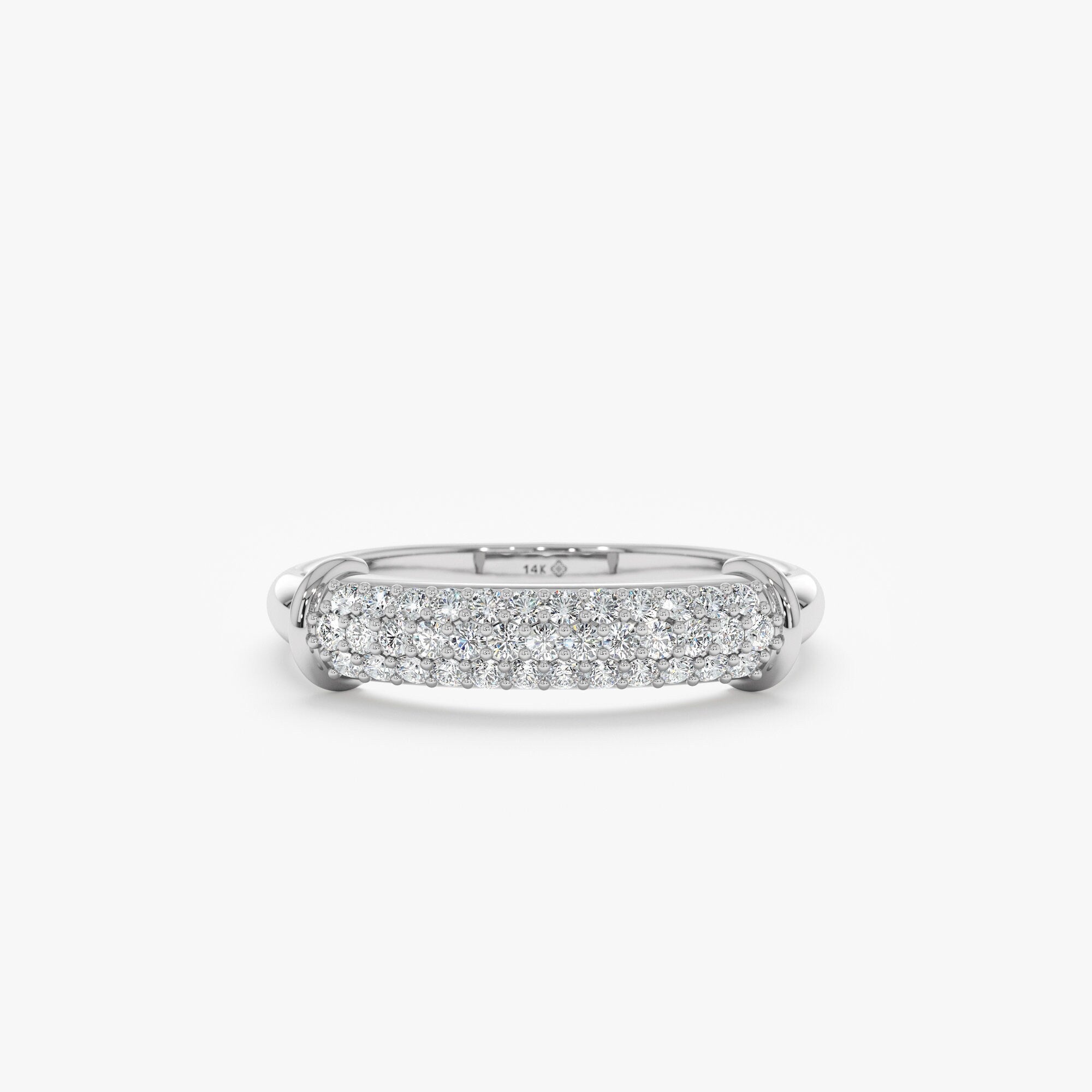 0.38 TCW Round Cut Paved Dome Moissanite Wedding Band