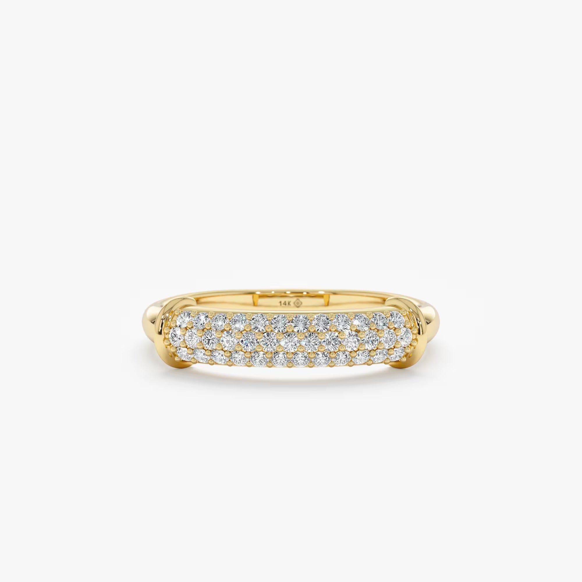 0.38 TCW Round Cut Paved Dome Moissanite Wedding Band