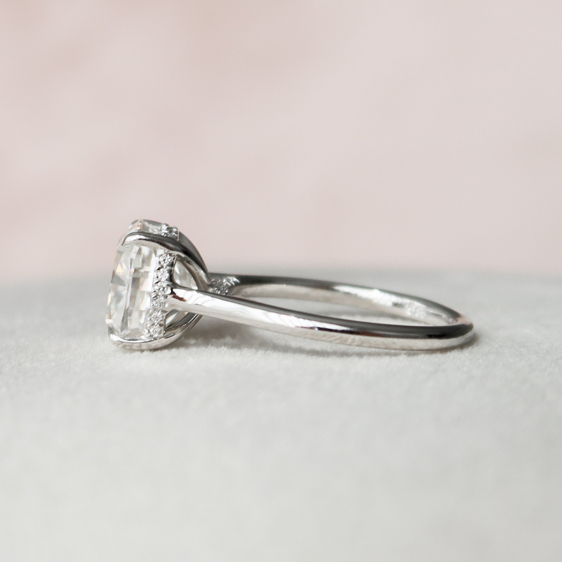 4.0 CT Cushion Cut Solitaire Style Moissanite Engagement Ring - crownmoissanite
