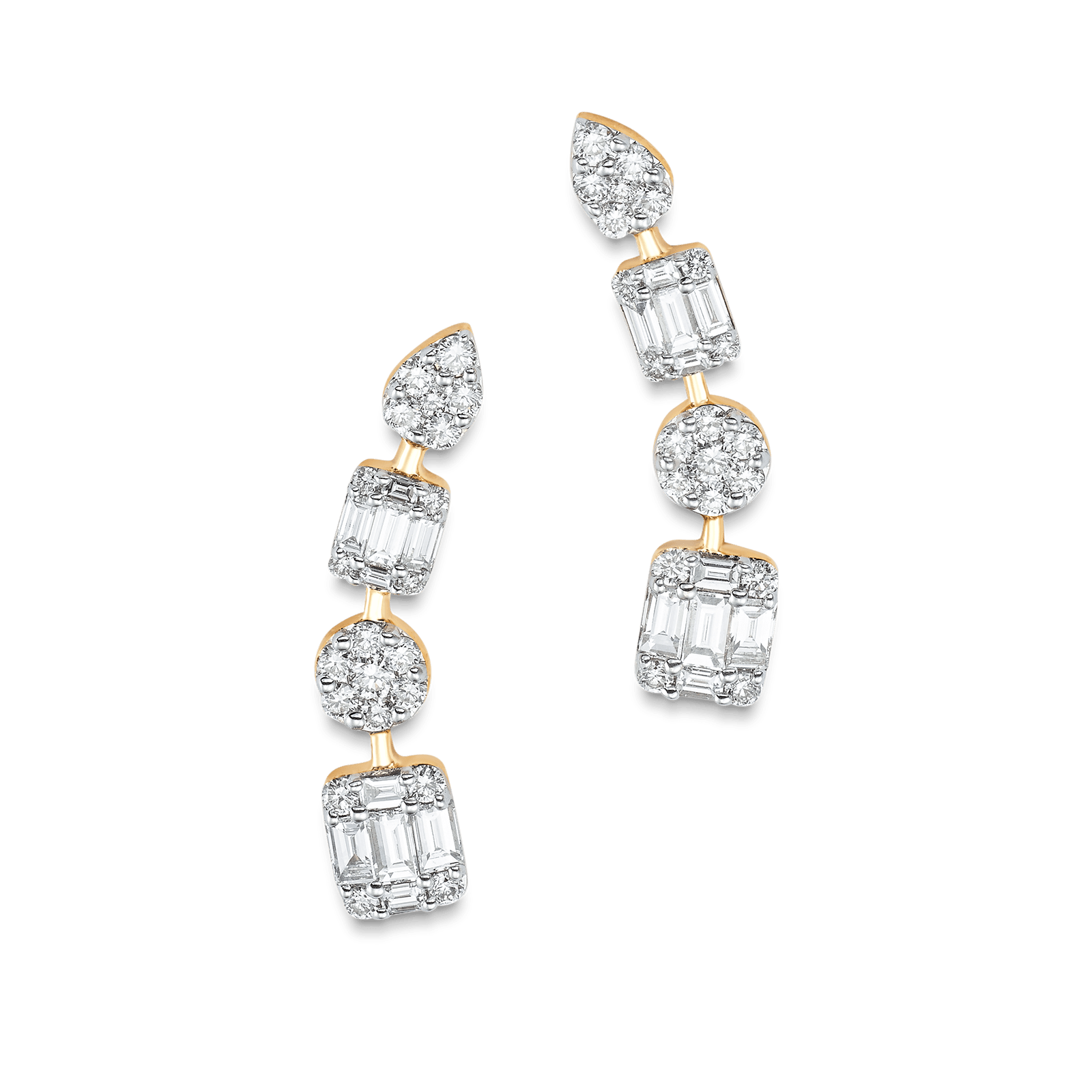 0.75 TCW Round & Baguette Moissanite Diamond Ear Crawlers Earrings - crownmoissanite