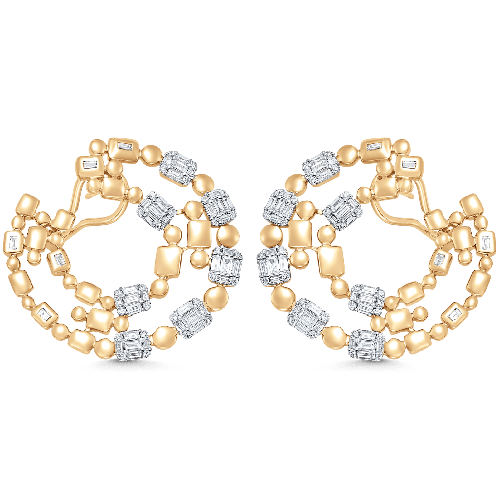 1.99 TCW Round & Baguette Moissanite Diamond Statement Hoops Earrings - crownmoissanite