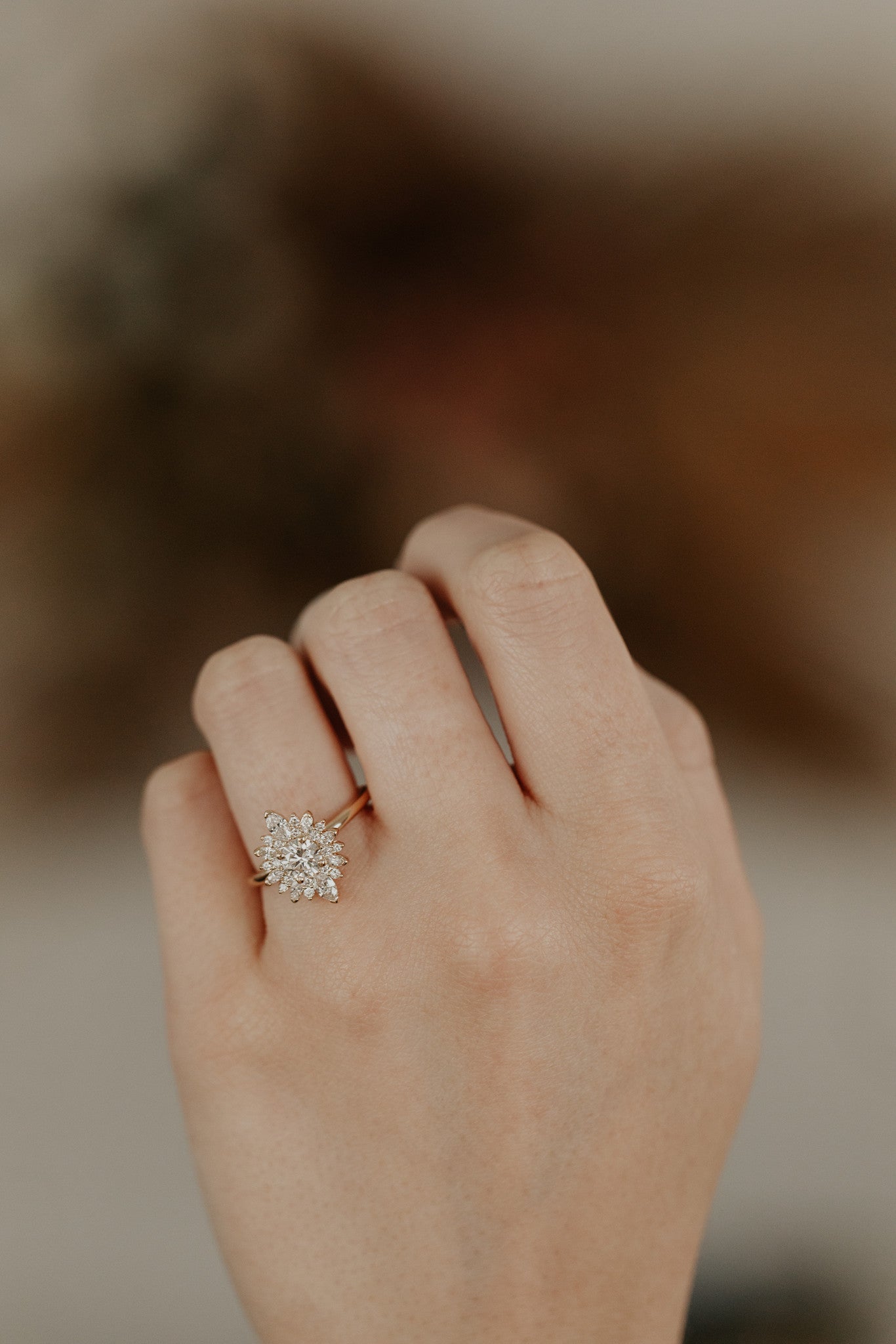 1.0 - 3.0 CT Round Cut Cluster Moissanite Engagement Ring - crownmoissanite