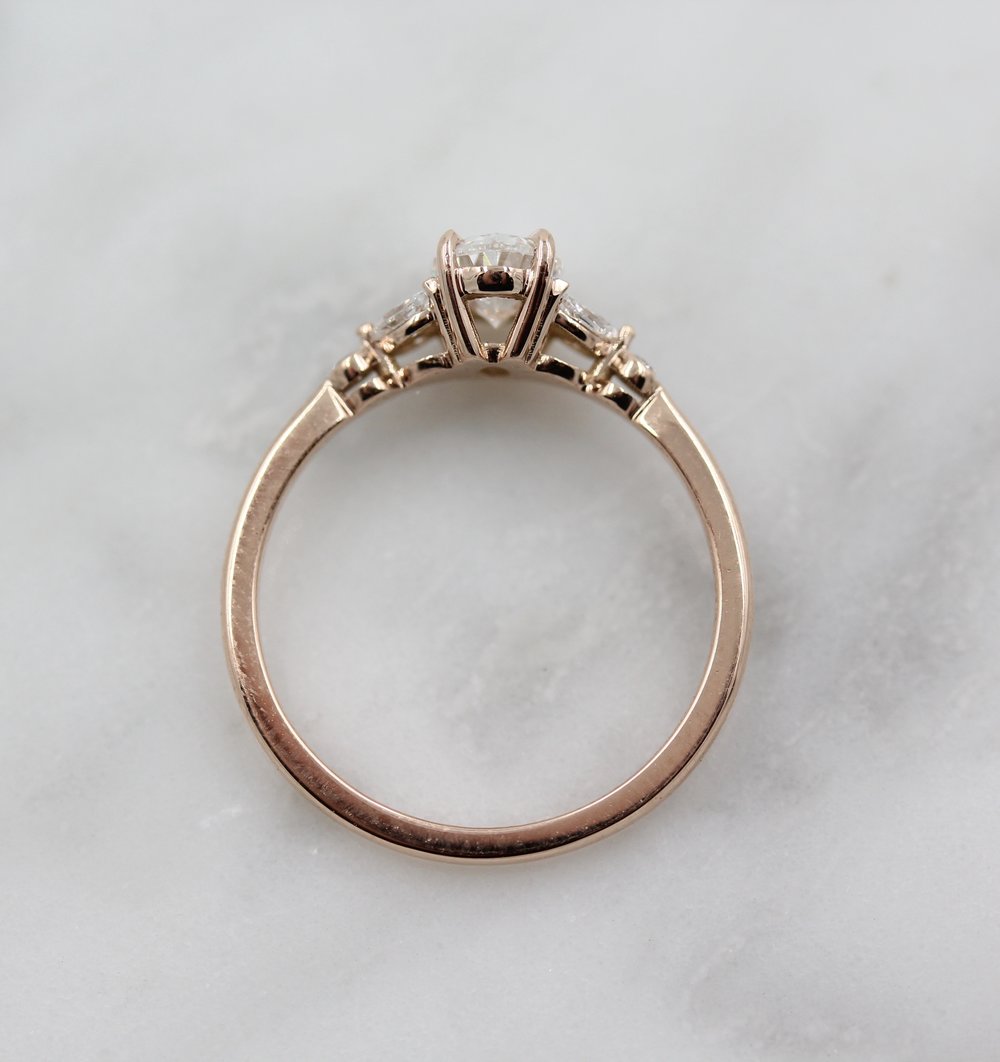 1.0 CT Oval Shaped Moissanite Cluster Engagement Ring - crownmoissanite