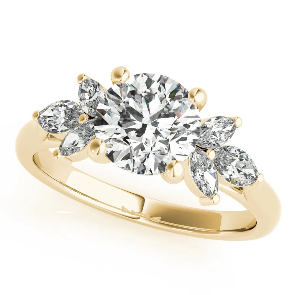 2.0 - 4.0 CT Round Moissanite Cluster Style Engagement Ring