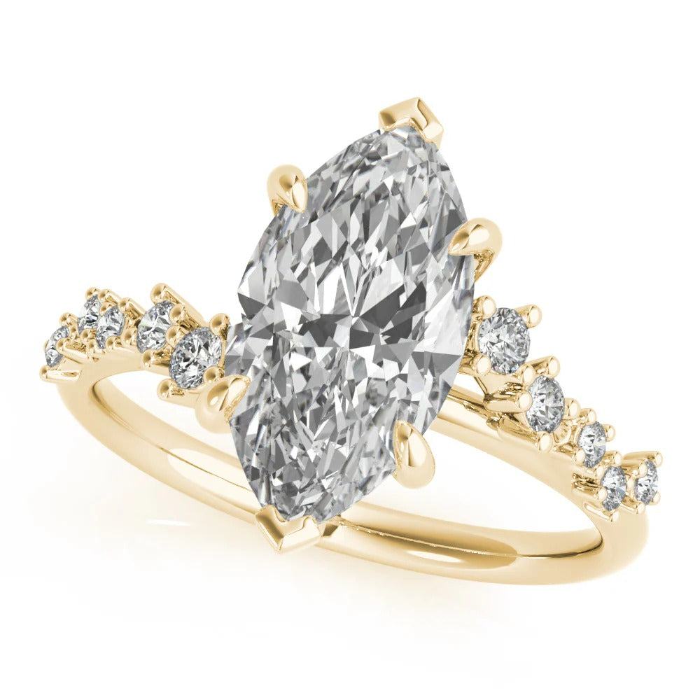 2.5 - 4.0 CT Marquise Moissanite Cluster Style Engagement Ring