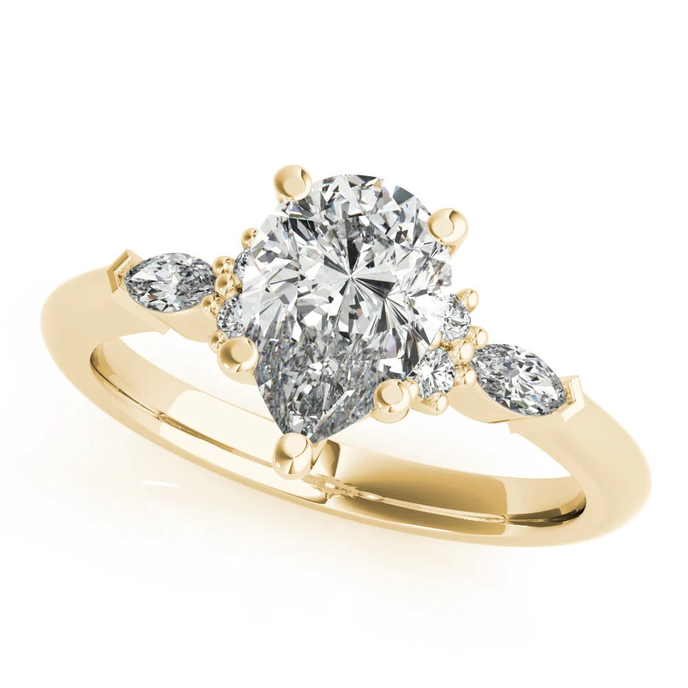 2.0 - 4.0 CT Pear Moissanite Cluster Style Engagement Ring