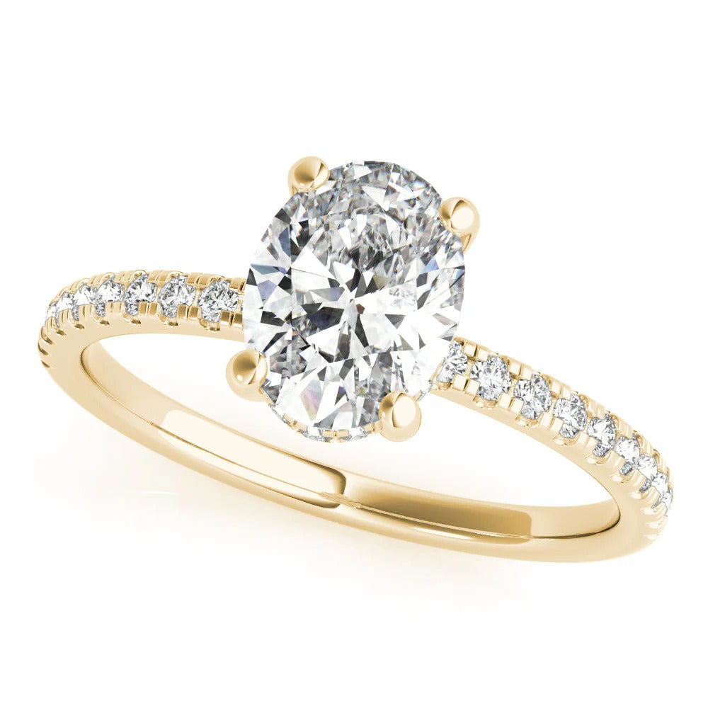 1.5 - 2.5 CT Oval Cut Moissanite Pave Setting Engagement Ring