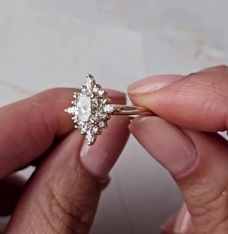 2.0 - 4.0 CT Oval Moissanite Halo Engagement Ring