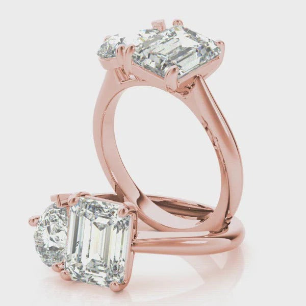 1 - 2 CT Pear & Emerald Moissanite Two Stone Engagement Ring