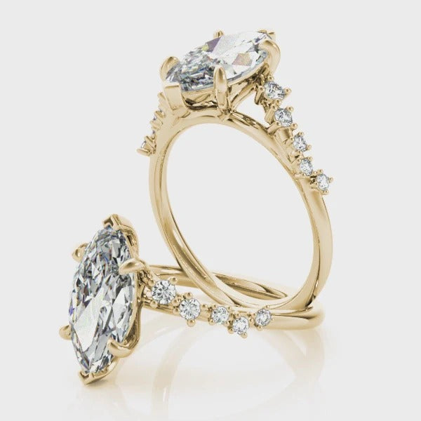 2.5 - 4.0 CT Marquise Moissanite Cluster Style Engagement Ring