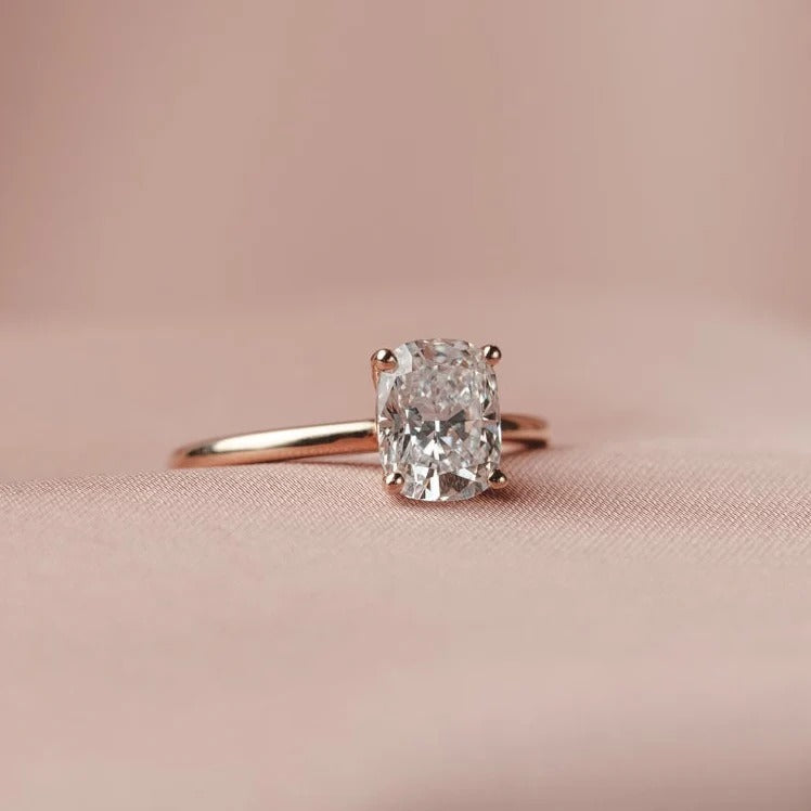 1.5 - 3.5 CT Cushion Moissanite Solitaire Engagement Ring