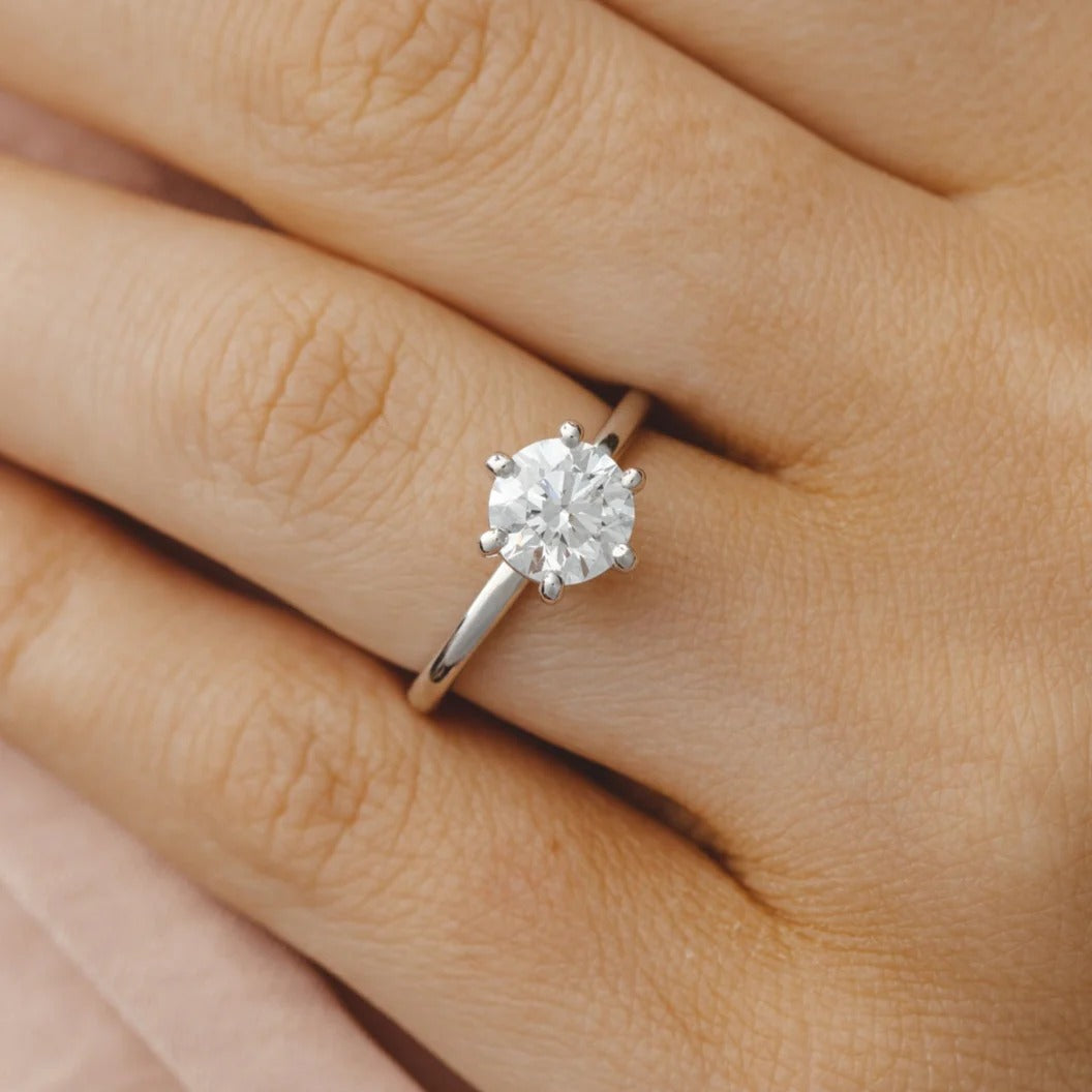 1.5 - 2.5 CT Round Moissanite Solitaire Engagement Ring