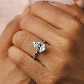 1.5 - 3.5 CT Pear Moissanite Solitaire Engagement Ring