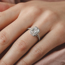 2.0 - 4.0 CT Emerald Moissanite Pave Engagement Ring