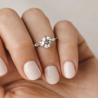 2.0 - 4.0 CT Round Moissanite Cluster Style Engagement Ring
