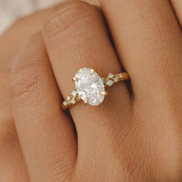 1.5 - 2.5 CT Oval Moissanite Cluster Style Engagement Ring
