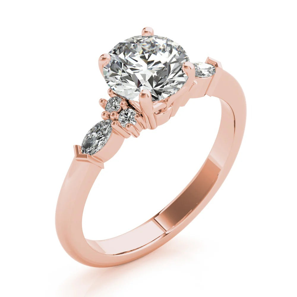 1.5 - 3.5 CT Round Moissanite Cluster Style Engagement Ring