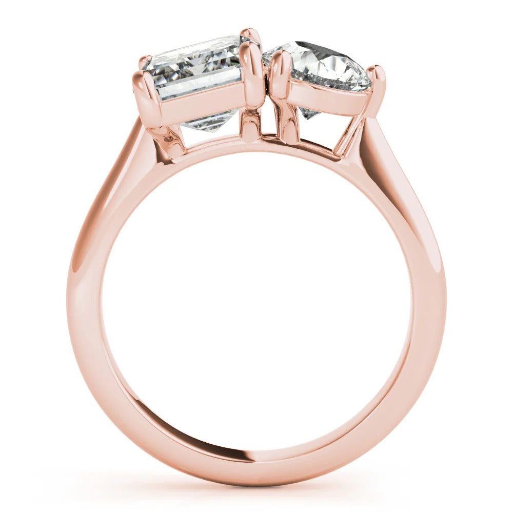 4.0 TCW Pear & Emerald Moissanite Two Stone Engagement Ring