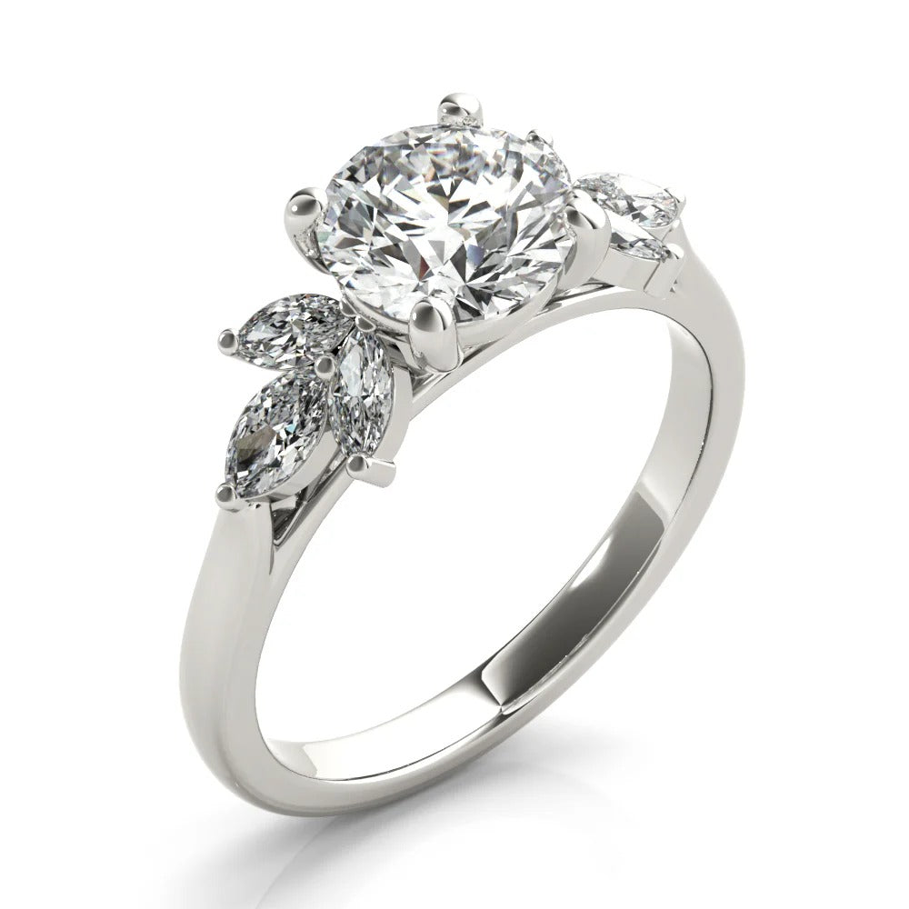 2.0 - 4.0 CT Round Moissanite Cluster Style Engagement Ring