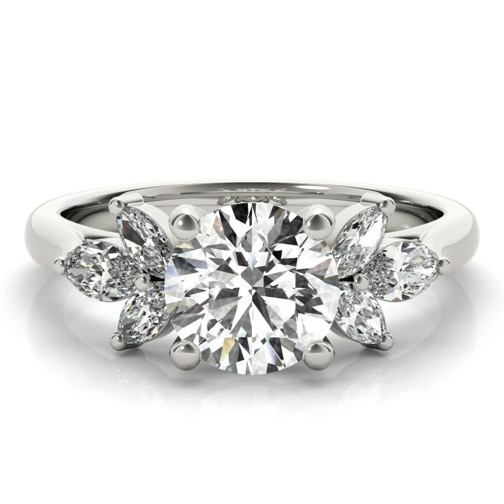2.0 - 4.0 CT Round Moissanite Cluster Style Engagement Ring