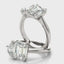 1 - 2 CT Pear & Emerald Moissanite Two Stone Engagement Ring