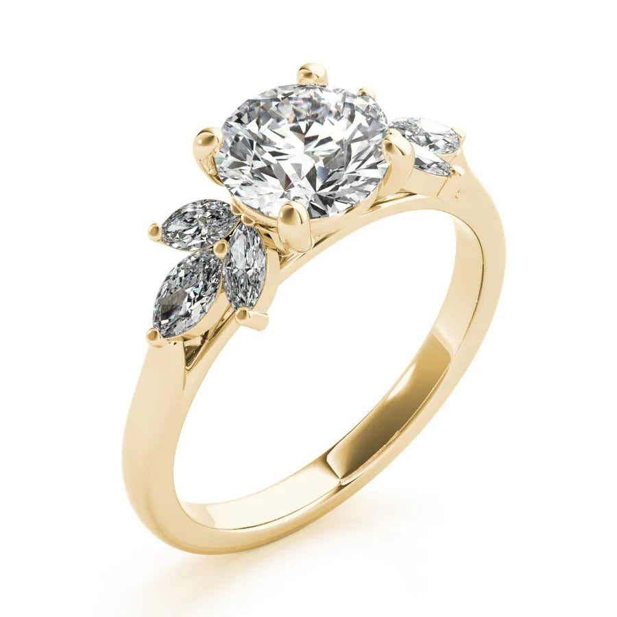 2.0 - 4.0 CT Round Moissanite Cluster Style Engagement Ring