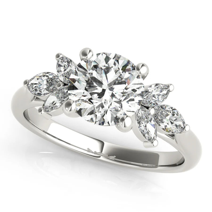 2.0 - 4.0 CT Round Moissanite Cluster Style Engagement Ring