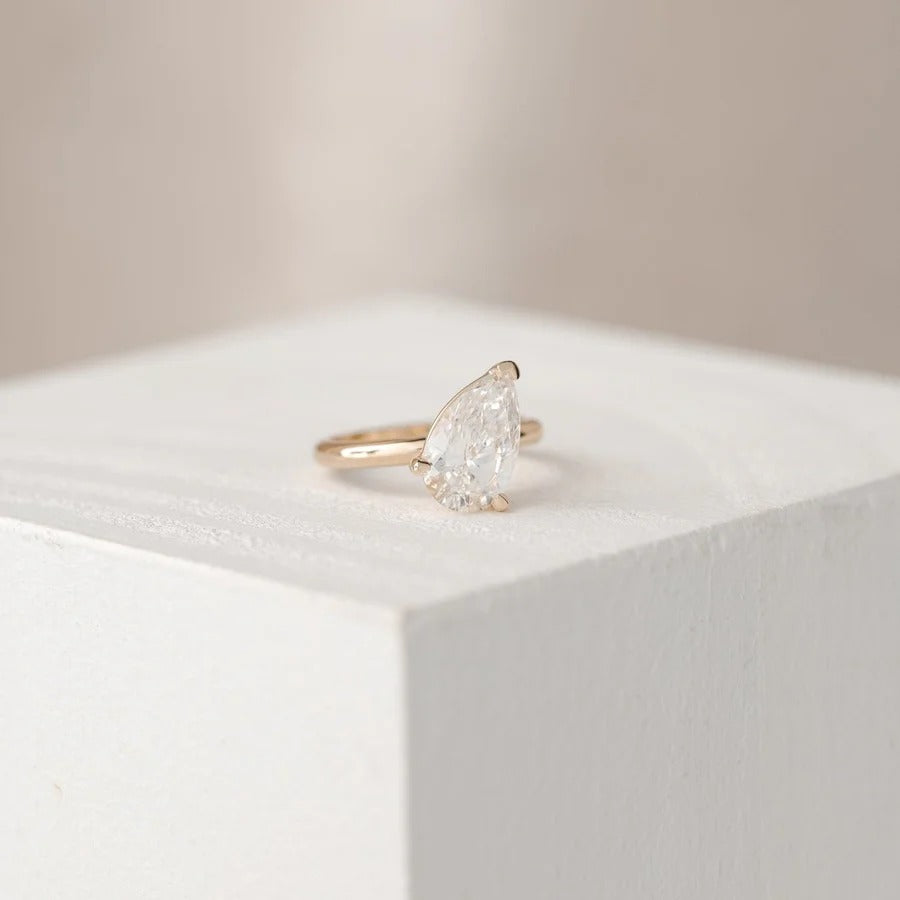 2.0 - 4.0 CT Pear Moissanite Solitaire Engagement Ring