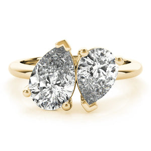 1.0 - 1.5 CT Pear Cut Moissanite Two Stone Engagement Ring