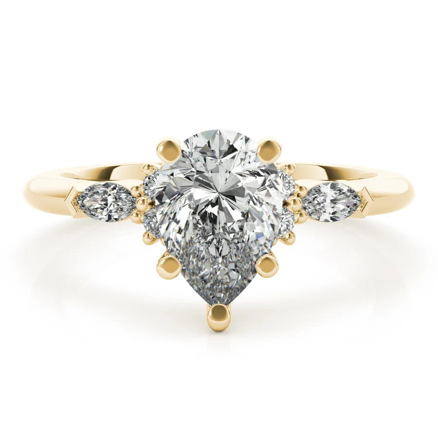 2.0 - 4.0 CT Pear Moissanite Cluster Style Engagement Ring