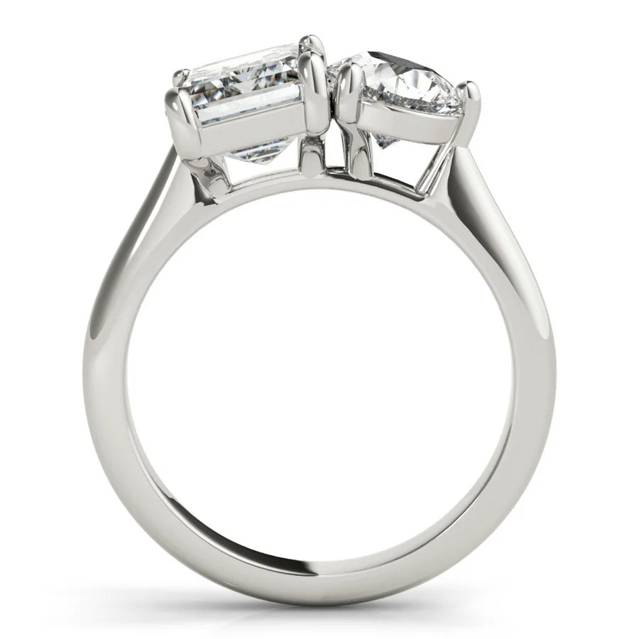 4.0 TCW Pear & Emerald Moissanite Two Stone Engagement Ring